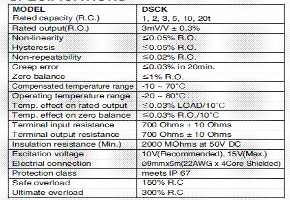 DSCK-1tf,DSCK-1tf稱重傳感器技術參數圖 