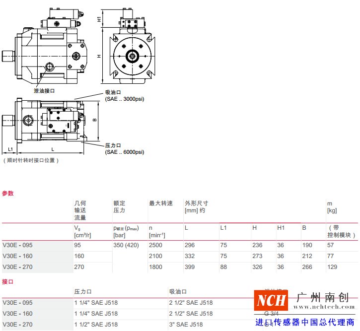 V30E型變量軸向柱塞泵產品尺寸